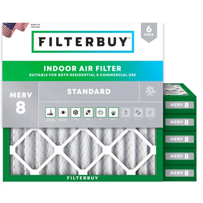 Filterbuy MERV 8 air filters, 6-pack