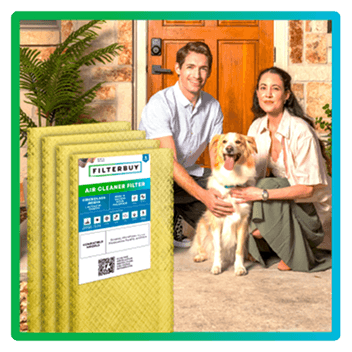 A child and an adult holding the Filterbuy air filter