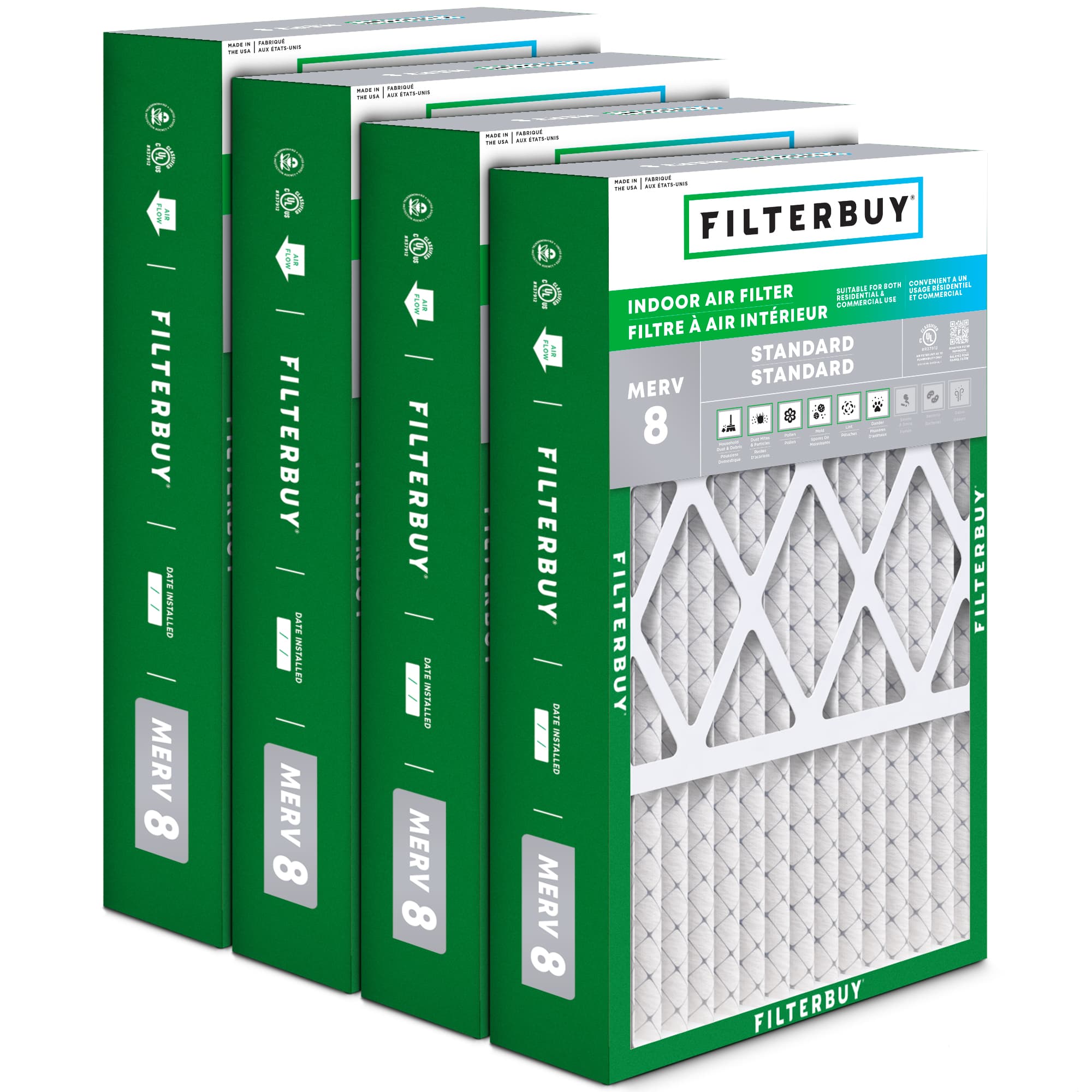 16x25x5 MERV 8 Pleated Air Filter - 6 Quantity