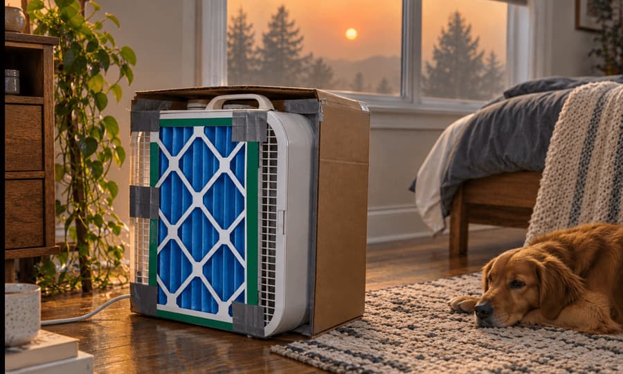 Purificateur d'air Ventilateur boîte filtre MERV 13 pour fumée de feu de forêt : Nos résultats de test CADR mesurés