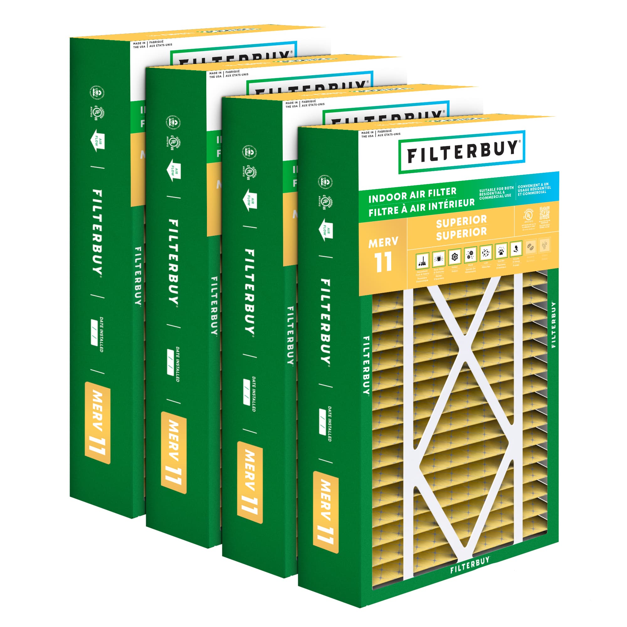 16x25x3 MERV 11 Pleated Air Filter - 6 Quantity