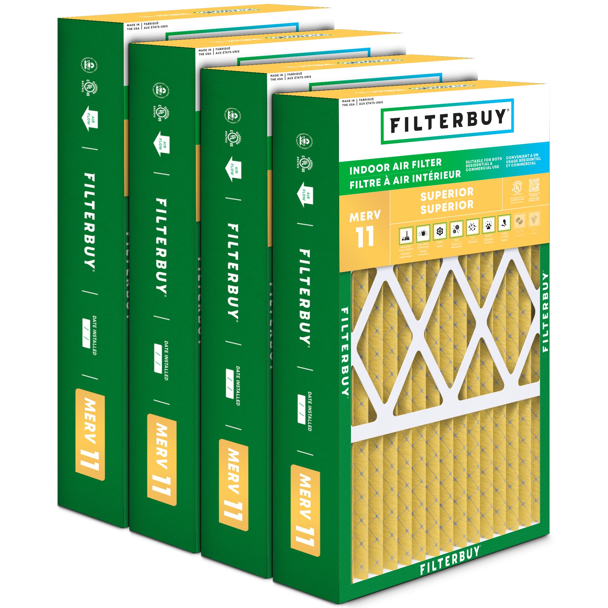 16x25x5 MERV 11 Pleated Air Filter - 6 Quantity