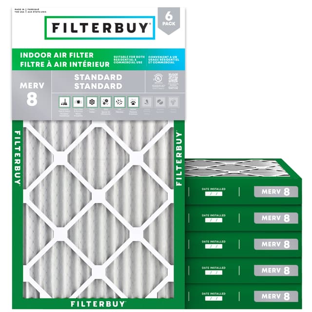 8x20x2 MERV 8 Pleated Air Filter - 6 Quantity