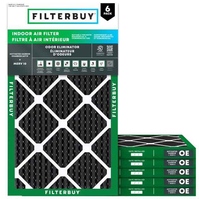 12x24x1 Odor Eliminator Pleated Air Filter - 6 Quantity