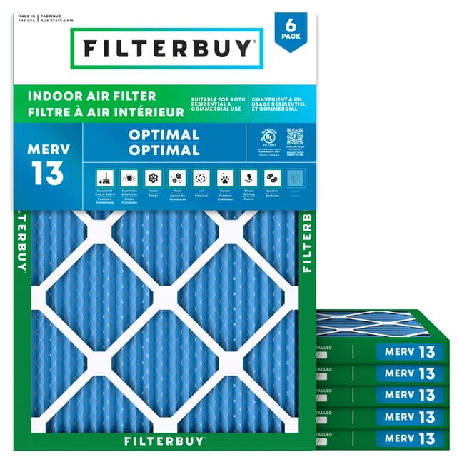 17.5x22x1 (Actual Size) MERV 13 Furnace Filter - 6 Quantité