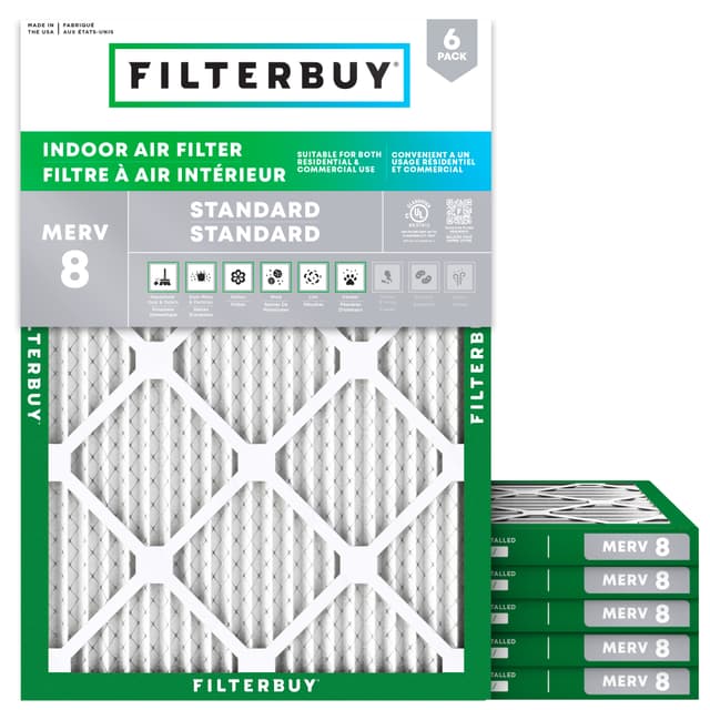 20x22x1 MERV 8 Pleated Air Filter - 6 Quantity