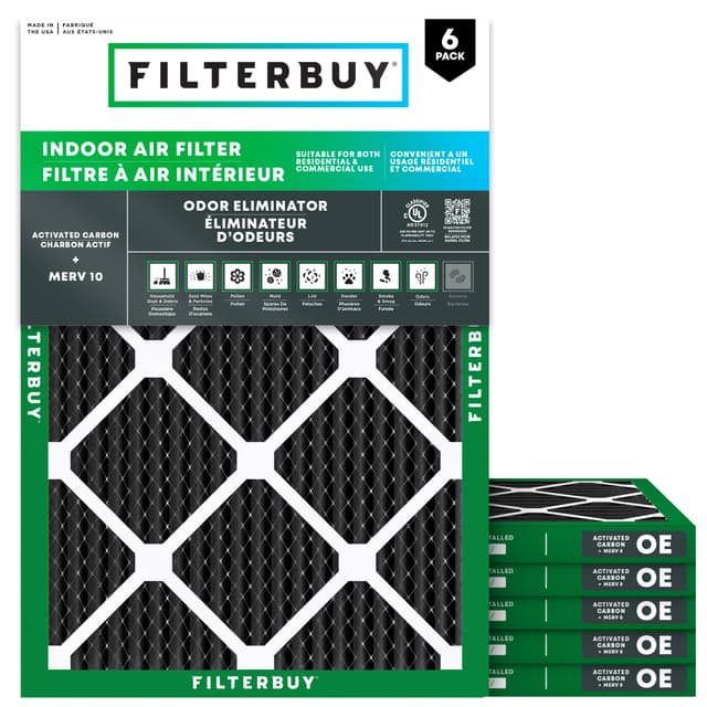 18x24x1 Odor Eliminator Filtre à air plissé - 6 Quantité